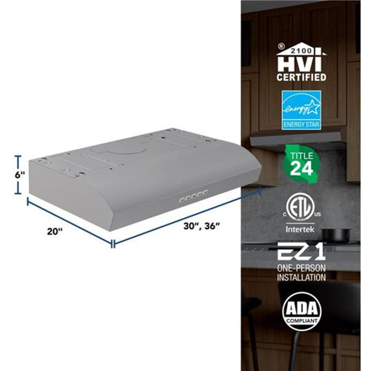 Broan-NuTone Mantra 30-Inch 350 CFM 3-Speed Convertible Under Cabinet Range Hood in Stainless Steel (MTR2303SS)