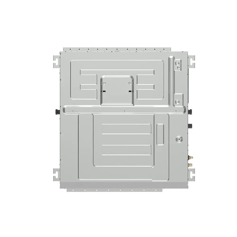 Ducted air handler housing with molded panel details and side connectors, gray