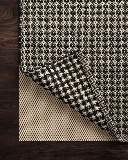 Beige outdoor grip rug pad with diamond pattern and textured backing, 3 x 5 ft