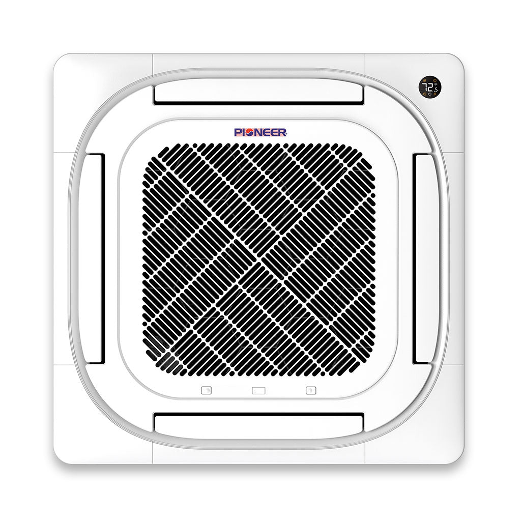 Pioneer 4-way ceiling cassette mini-split indoor unit front view with louver pattern