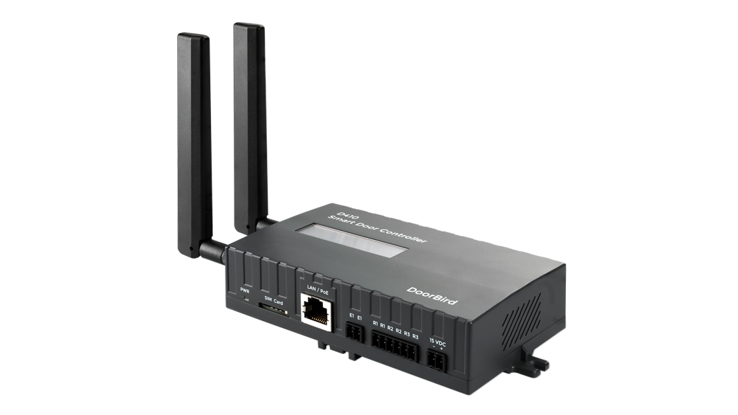 DoorBird Smart Door Controller LTE/4G I/O device with two antennas and front ports