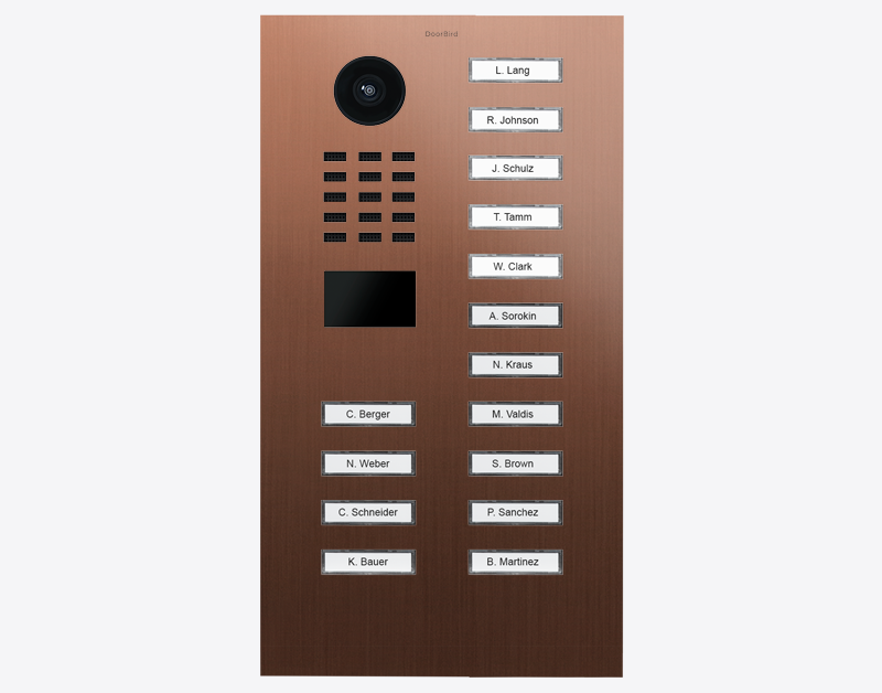 DoorBird bronze IP video door station with camera, 15 call buttons and name tags
