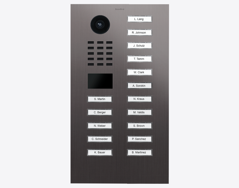 Titanium IP video door station with camera and 16 call buttons