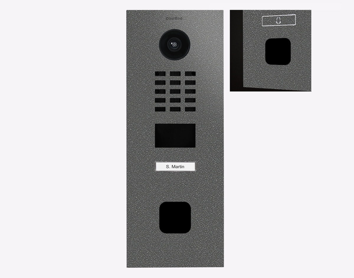 DoorBird IP video door station, stainless steel front panel with camera lens and keypad