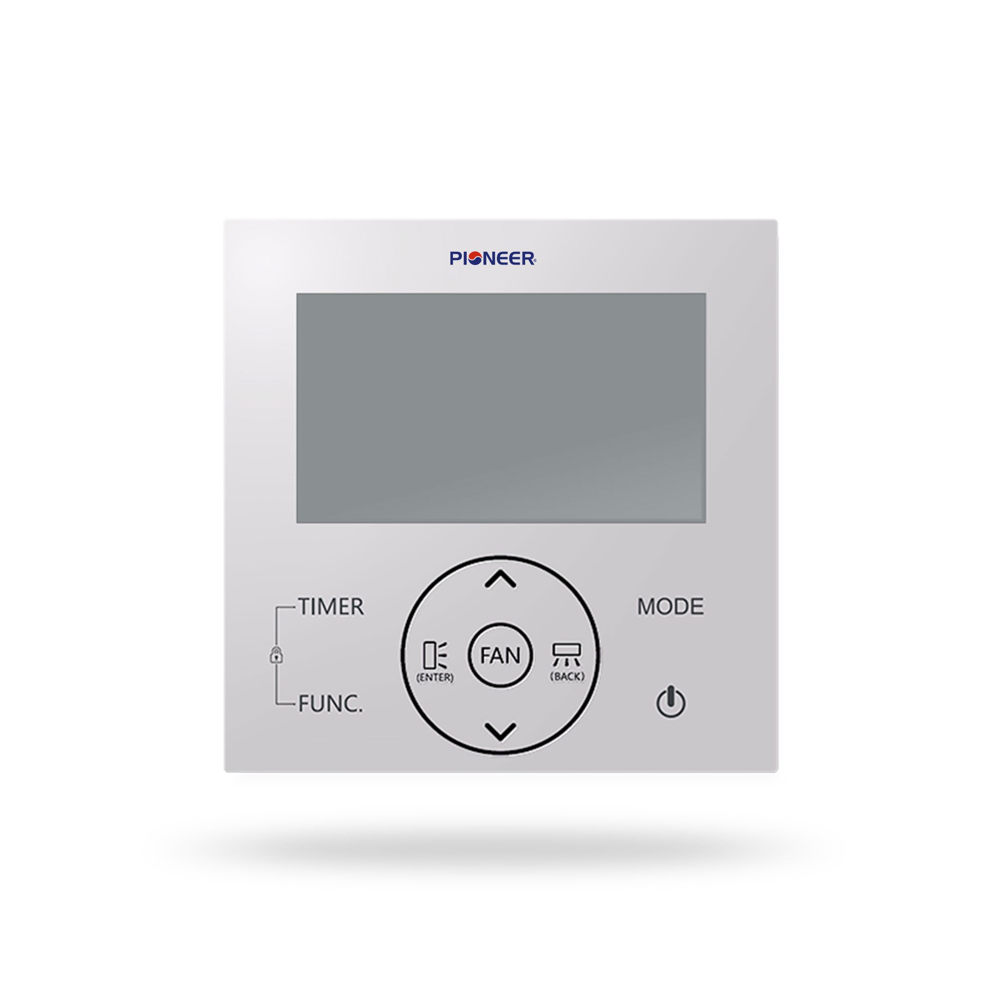 Ducted mini-split wall controller with LCD display and timer, fan, mode buttons