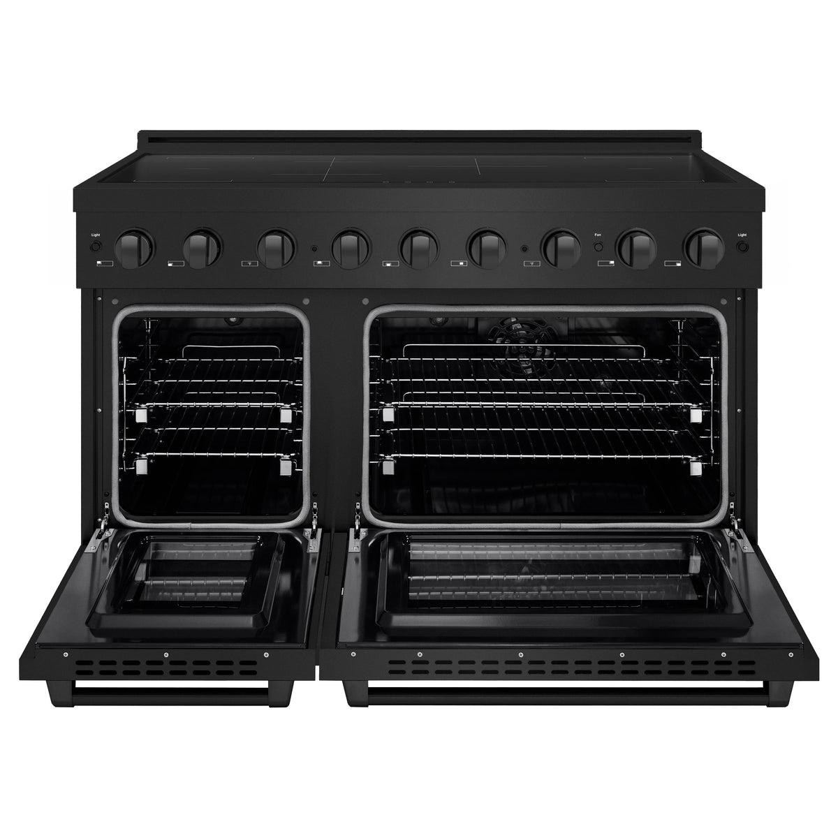 ZLINE 48-Inch Paramount Induction Range with 7 Element Cooktop and 6.7 Cu. Ft. Electric Double Oven in Black Stainless Steel (SINRB-48)