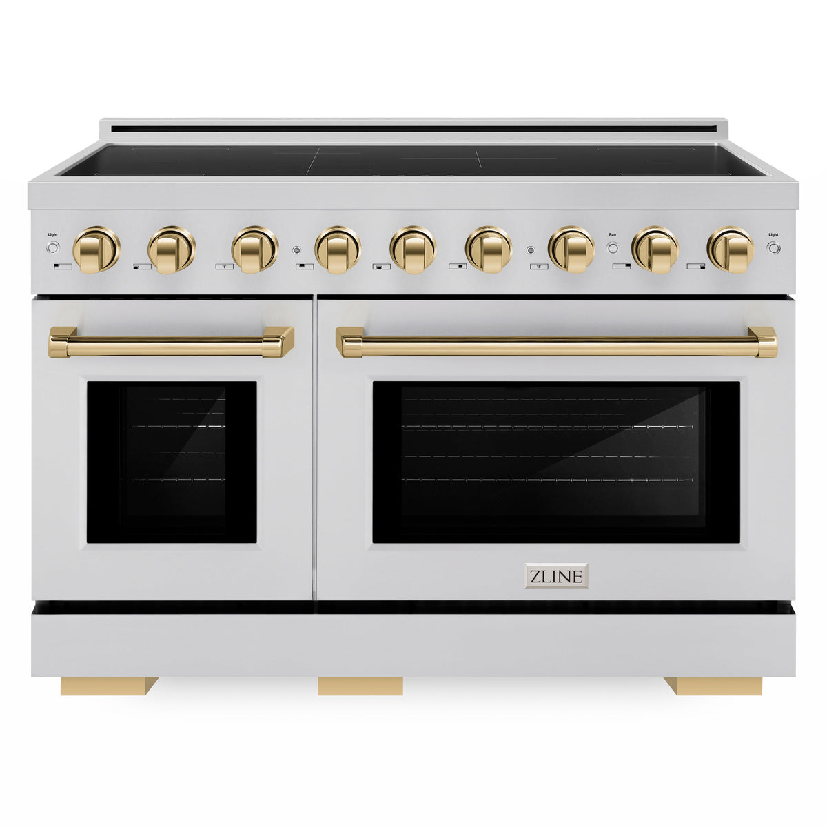 ZLINE Autograph Edition 48-Inch Paramount Induction Range with 7 Element Cooktop and 6.7 Cu. Ft. Electric Double Oven in Stainless Steel with Polished Gold Accents (SINRZ-48-G)