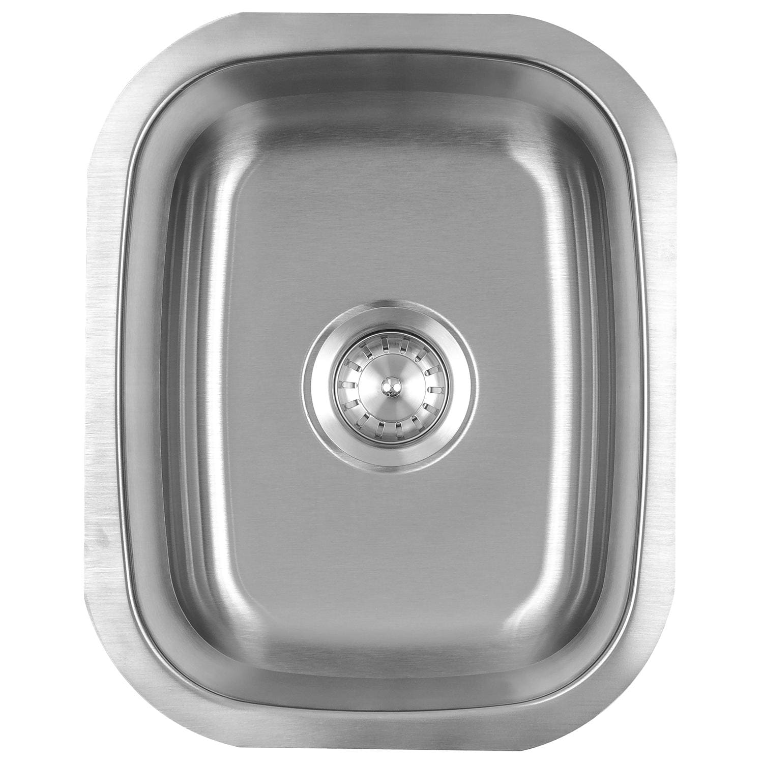 Stainless steel undermount sink bowl with built-in drain opening