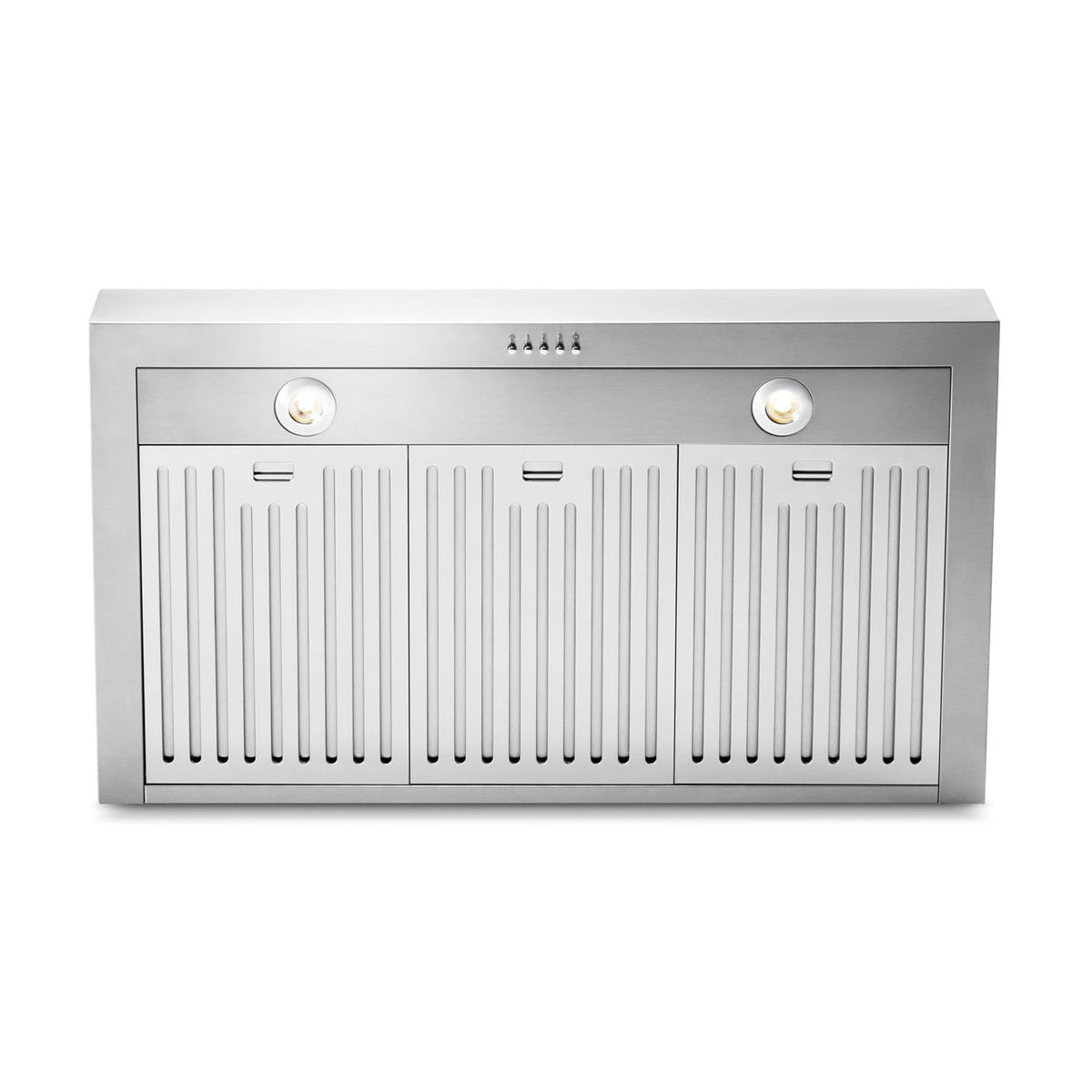 Stainless steel dishwasher door with top control panel and side vent grilles