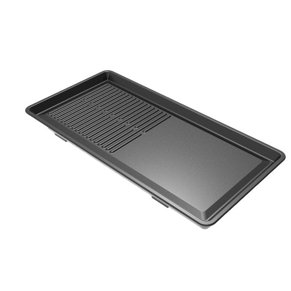 Fotile reversible griddle tray with grill ridges on one side and smooth flat side