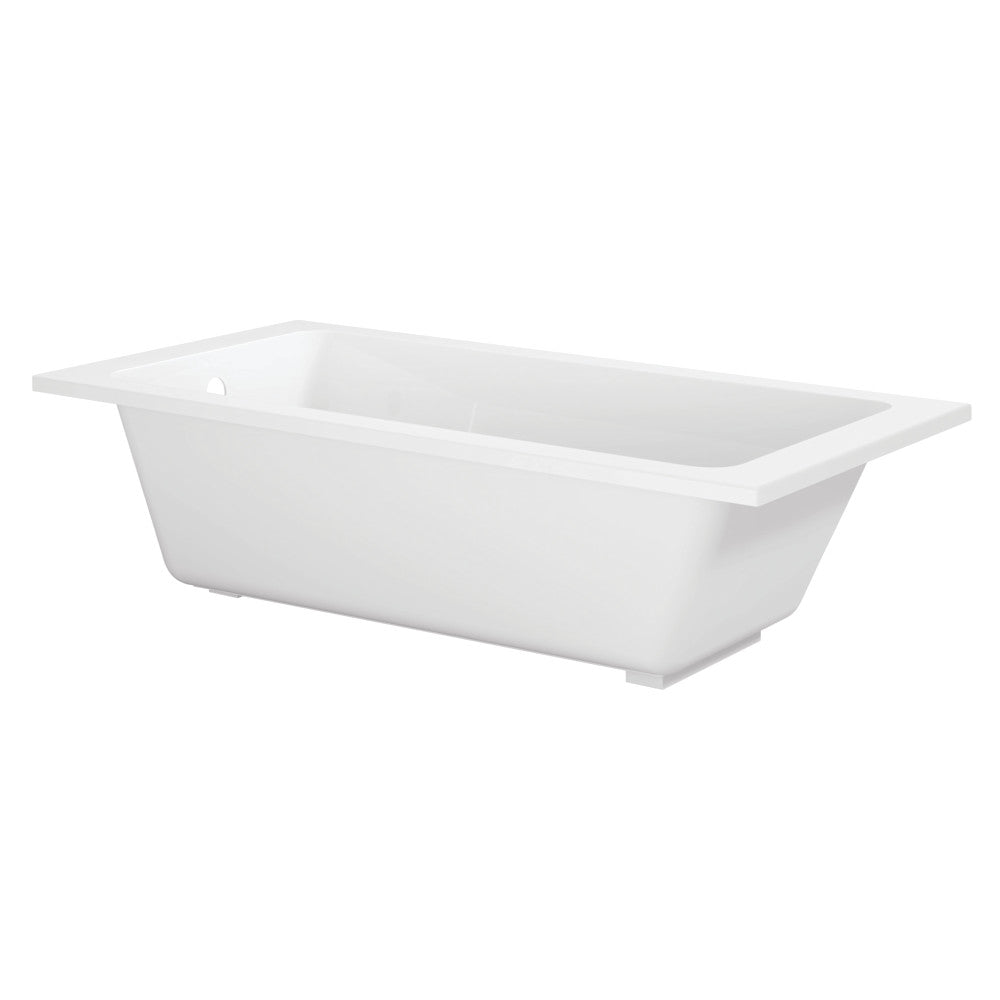 Rectangular glossy white acrylic drop-in bathtub