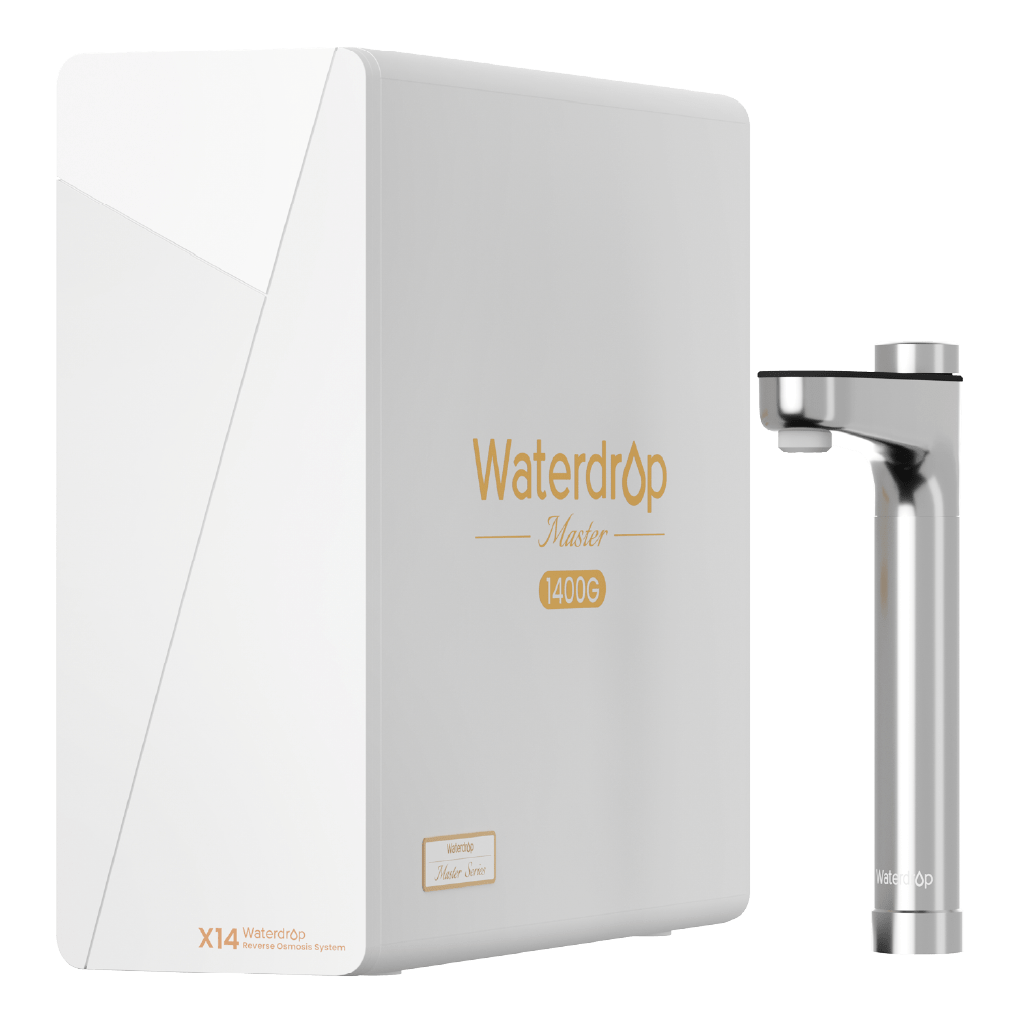 Waterdrop X14 undersink reverse osmosis system with faucet in white and chrome