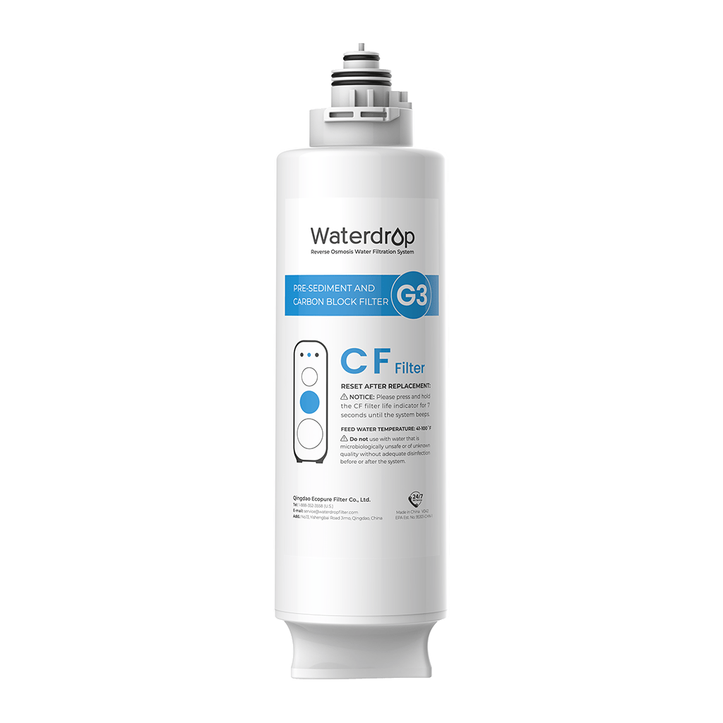 Waterdrop G3 CF RO filter cartridge, white cylinder with blue G3 label