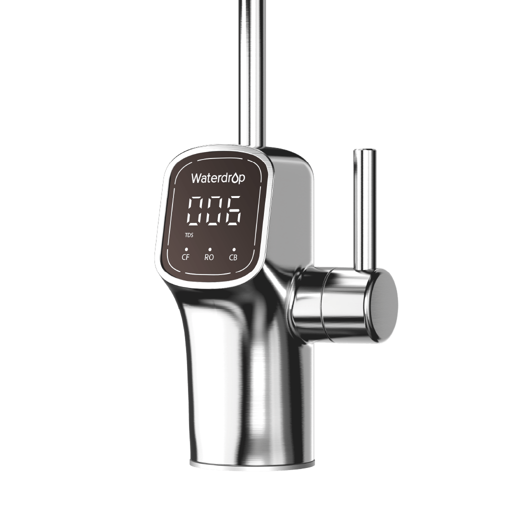 Stainless reverse osmosis drinking faucet with digital TDS display and spout