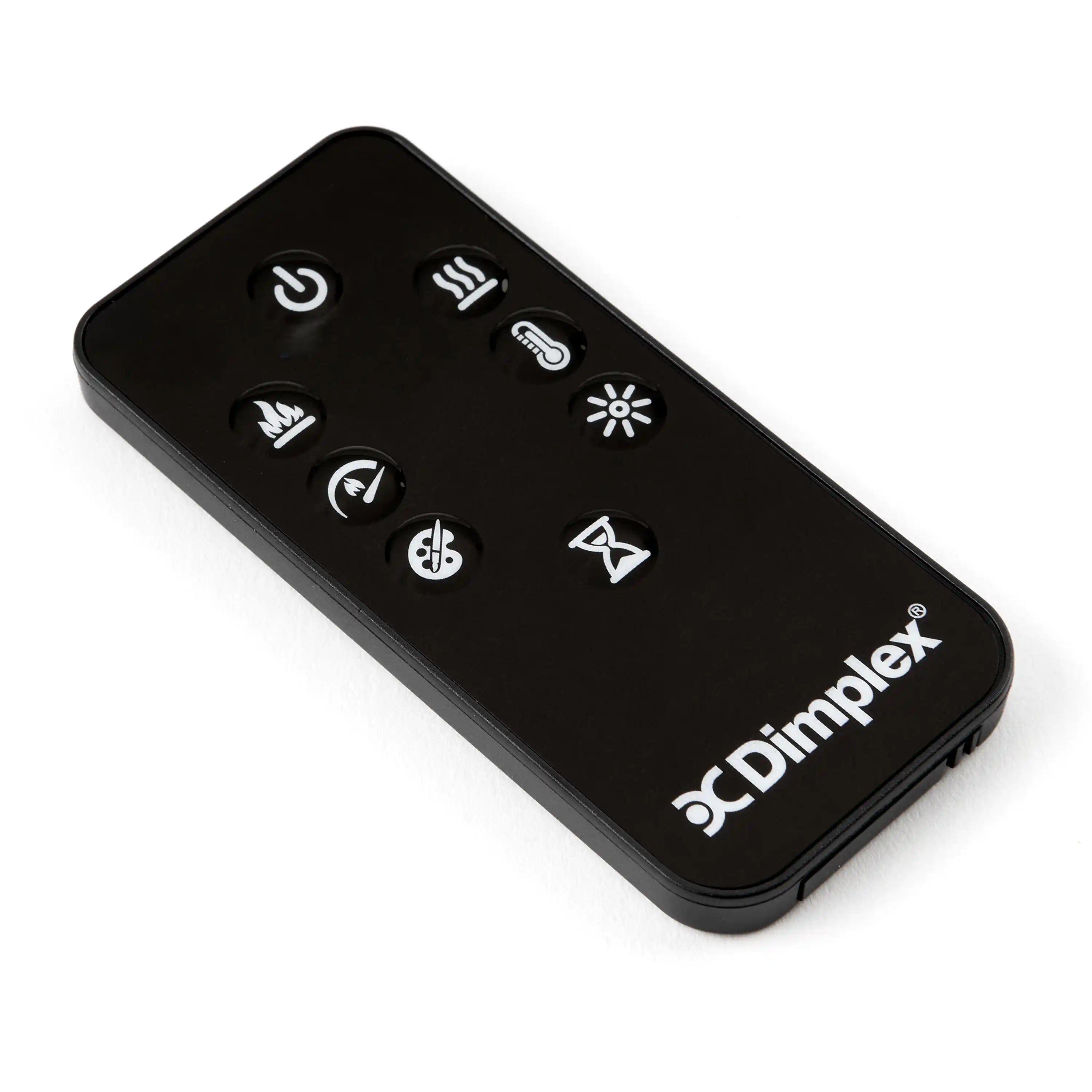 Dimplex electric firebox remote control with black buttons and icons