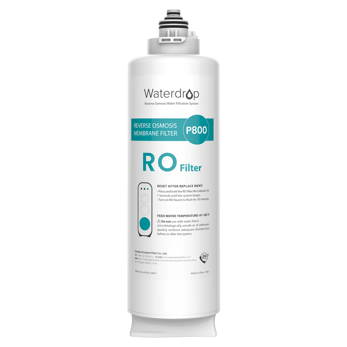 Waterdrop RO filter replacement cartridge with RO and P800 markings on front