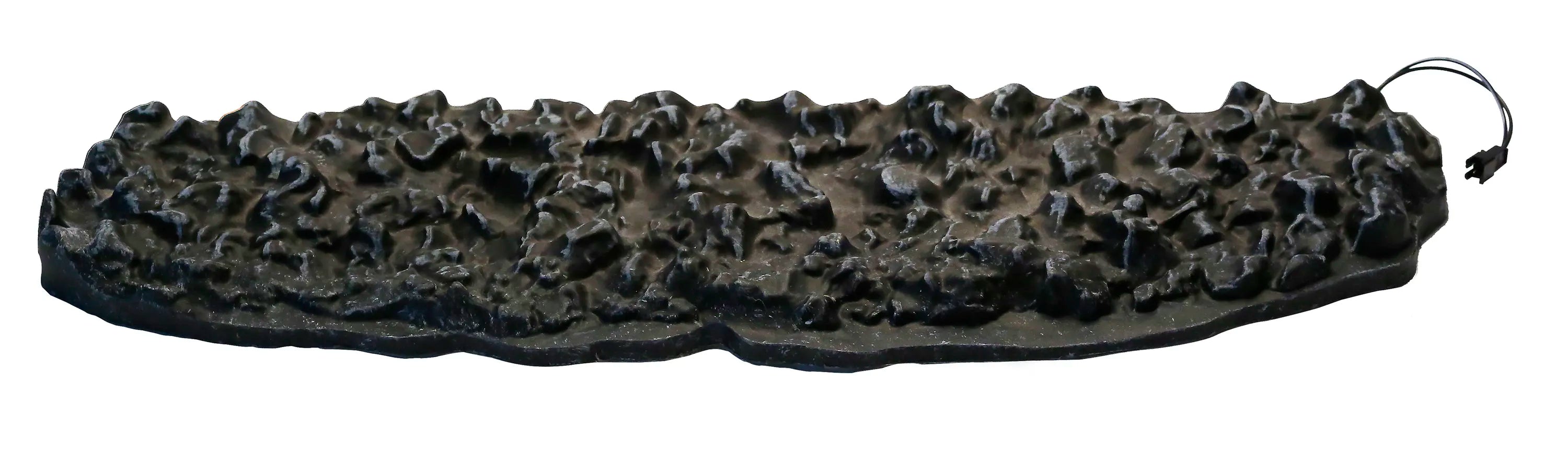 Electric fireplace log set with dark black, textured logs and no visible glow