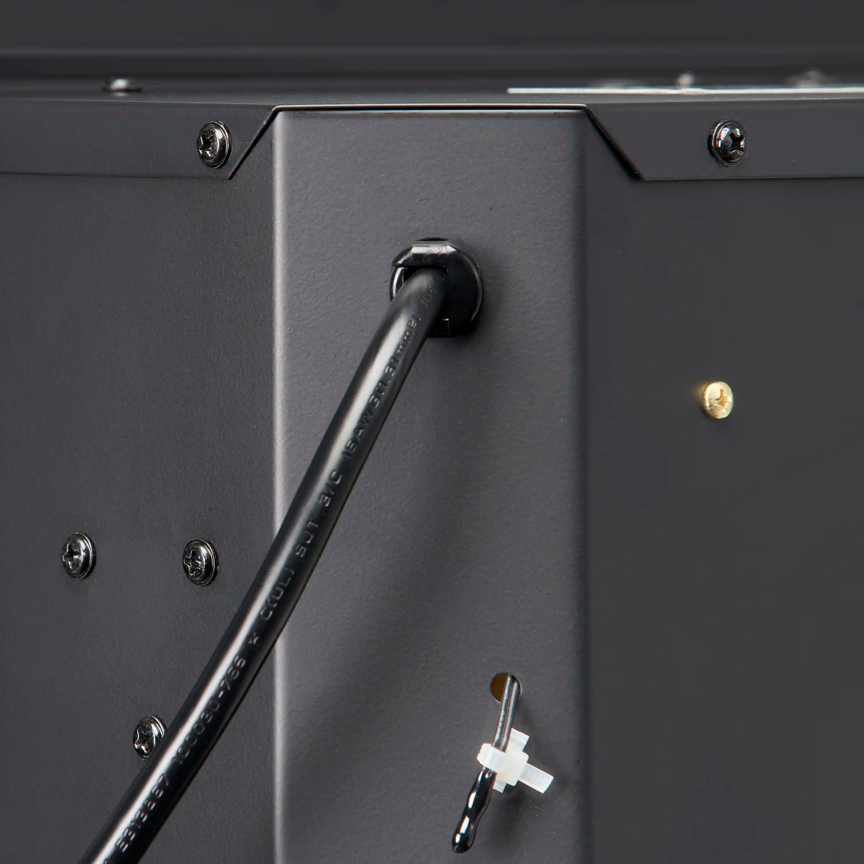 Dimplex electric firebox side hardware with black handle and mounting bolts