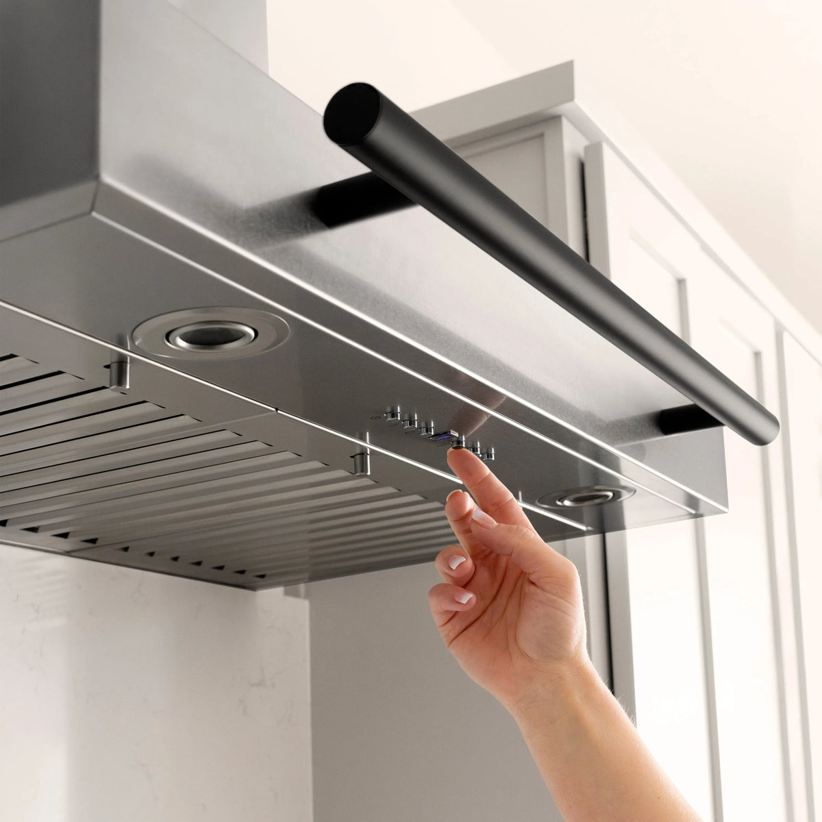 ZLINE 30-Inch Autograph Edition Wall Mounted Range Hood in Outdoor Stainless Steel with Matte Black Accents (KB4STZ-30-MB)