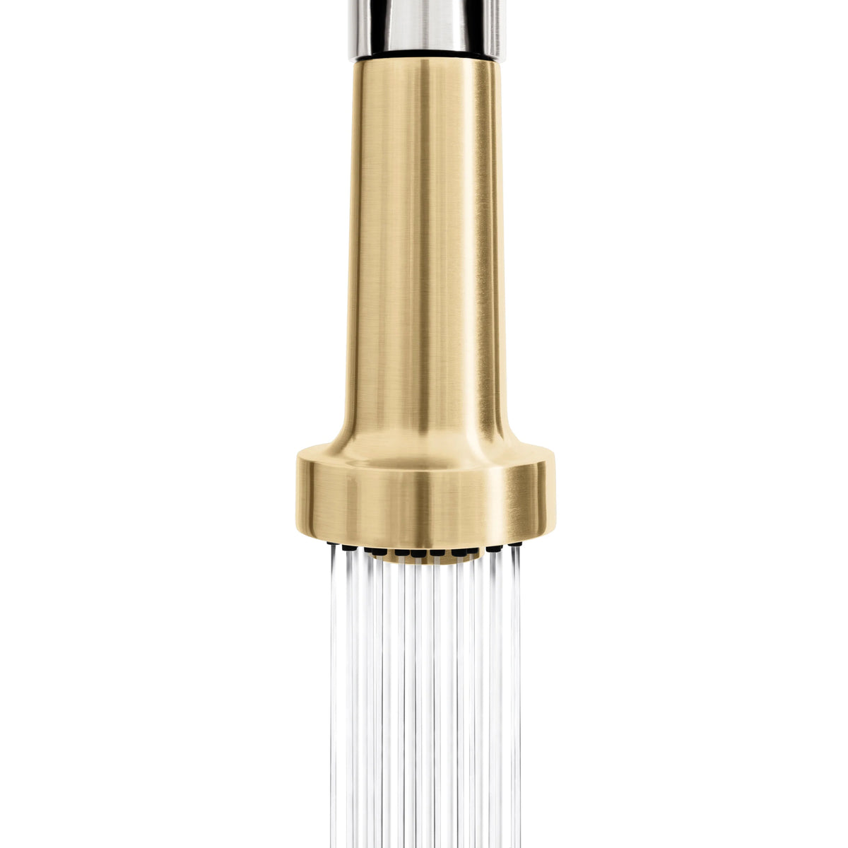 Champagne bronze pull-down spray head with fine outlet openings