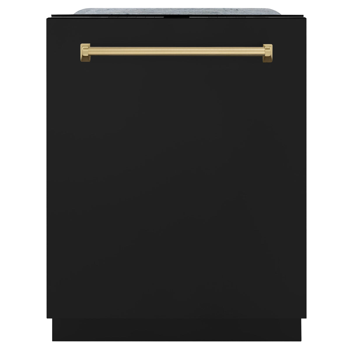Black matte countertop dishwasher front with champagne bronze handle