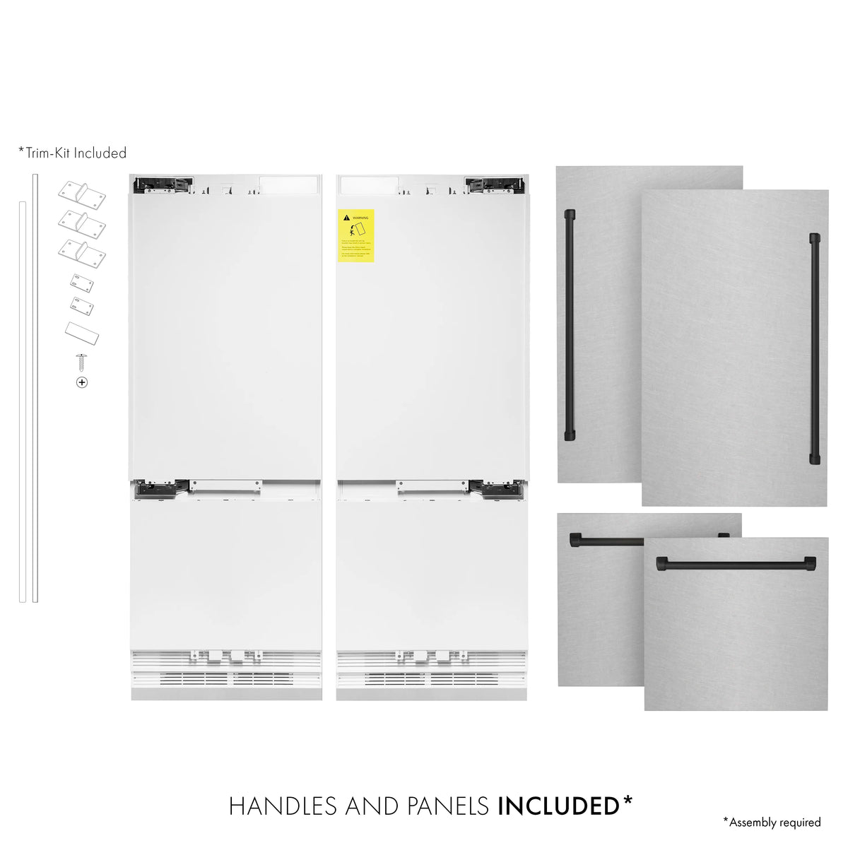 ZLINE refrigerator handles and panels included diagram for assembly