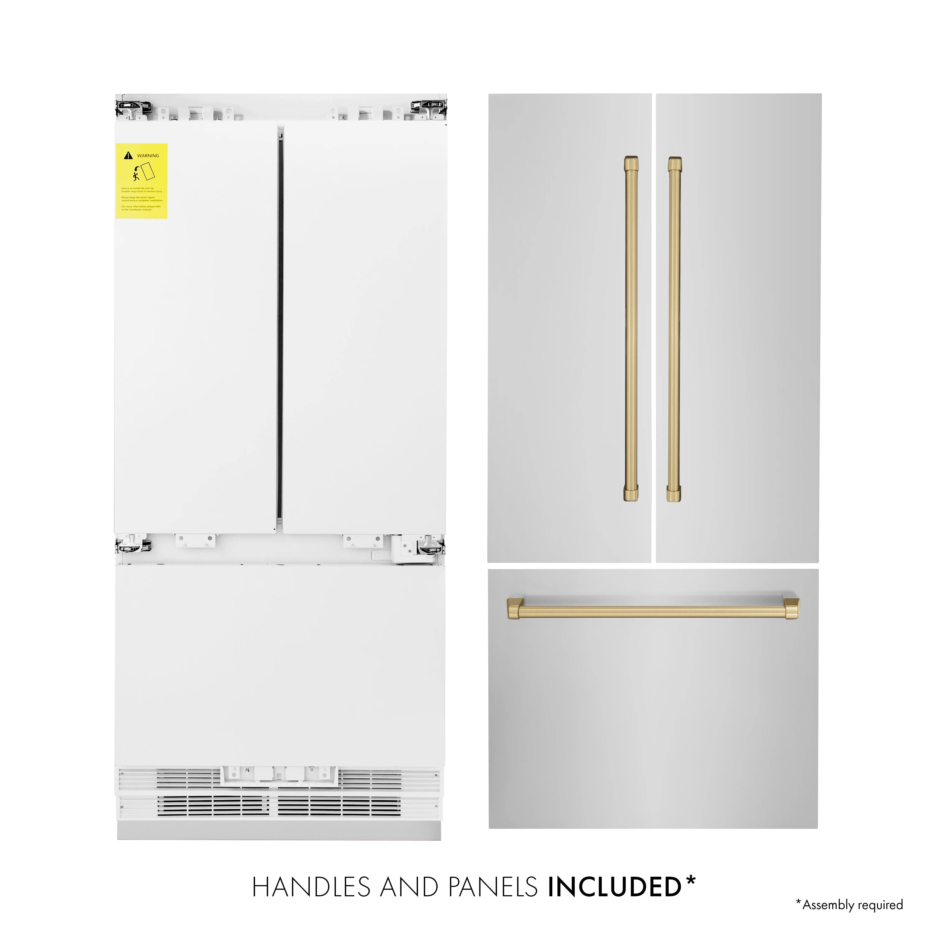 ZLINE handle and panel parts included diagram with champagne bronze pieces