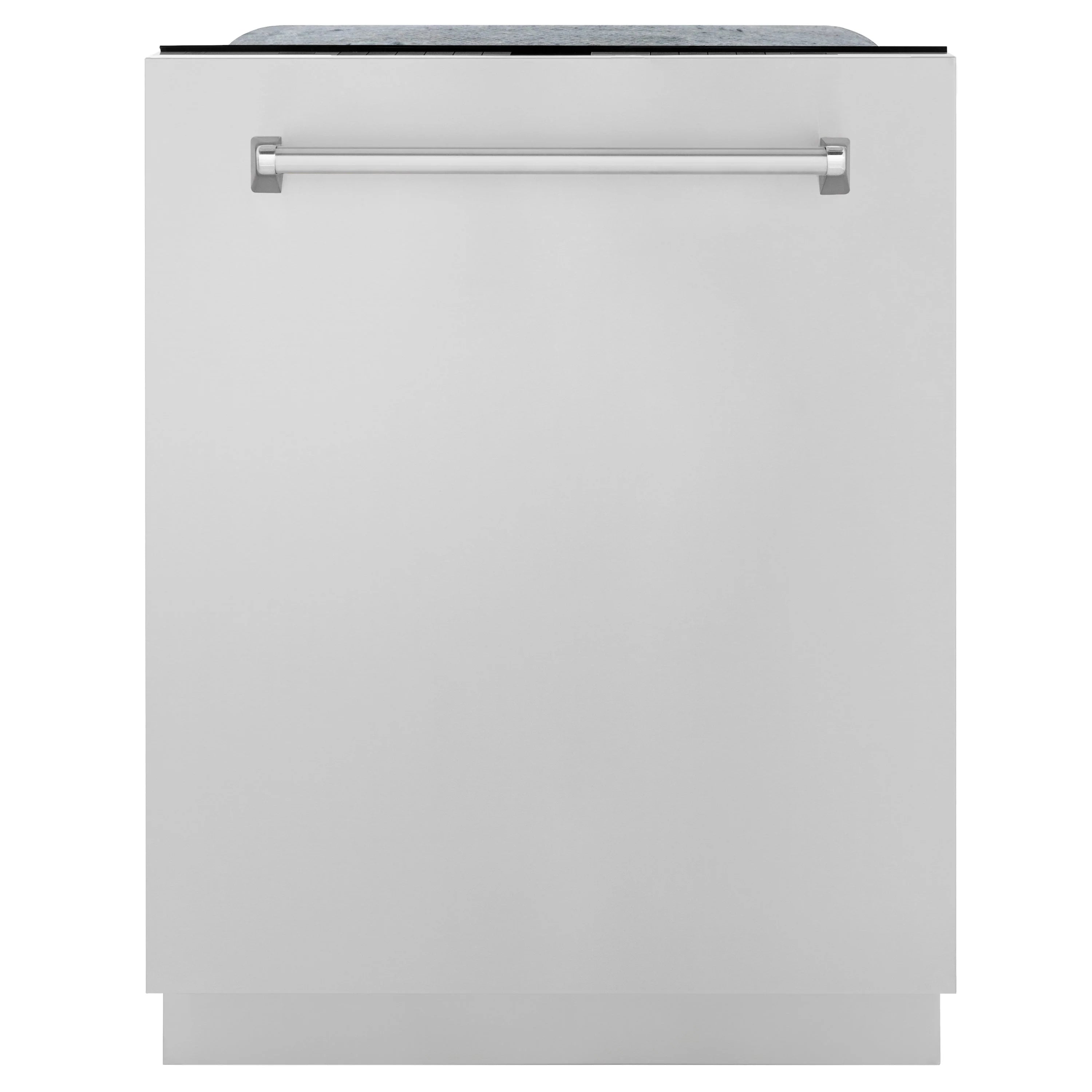 ZLINE built-in dishwasher front with top handle and closed door