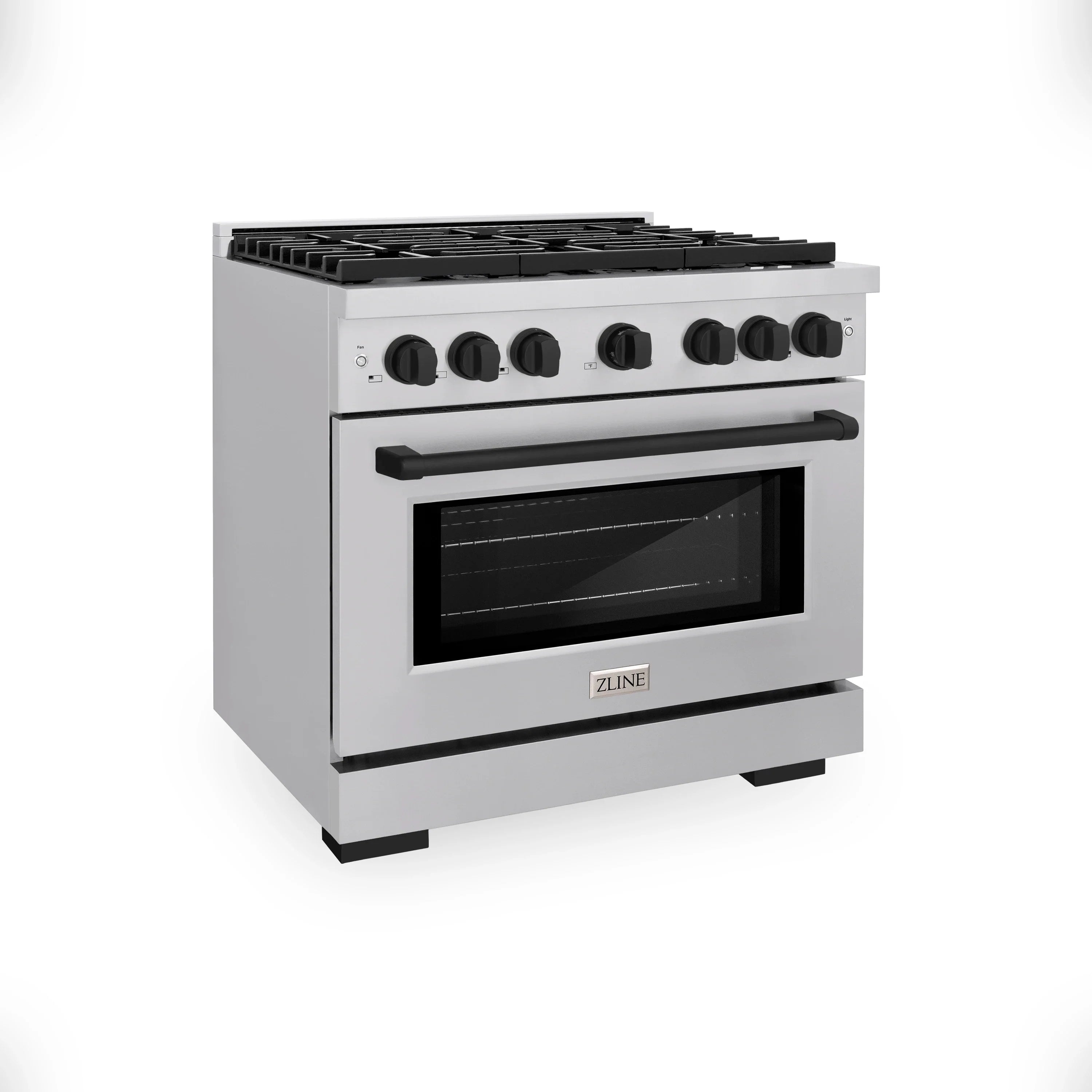 White freestanding gas range with black cooktop and front control panel