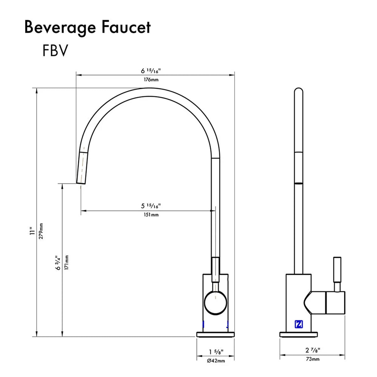 ZLINE Autograph Edition Single-Handle Drink Faucet in Matte Black and Champagne Bronze (FBV-ZMBCB)