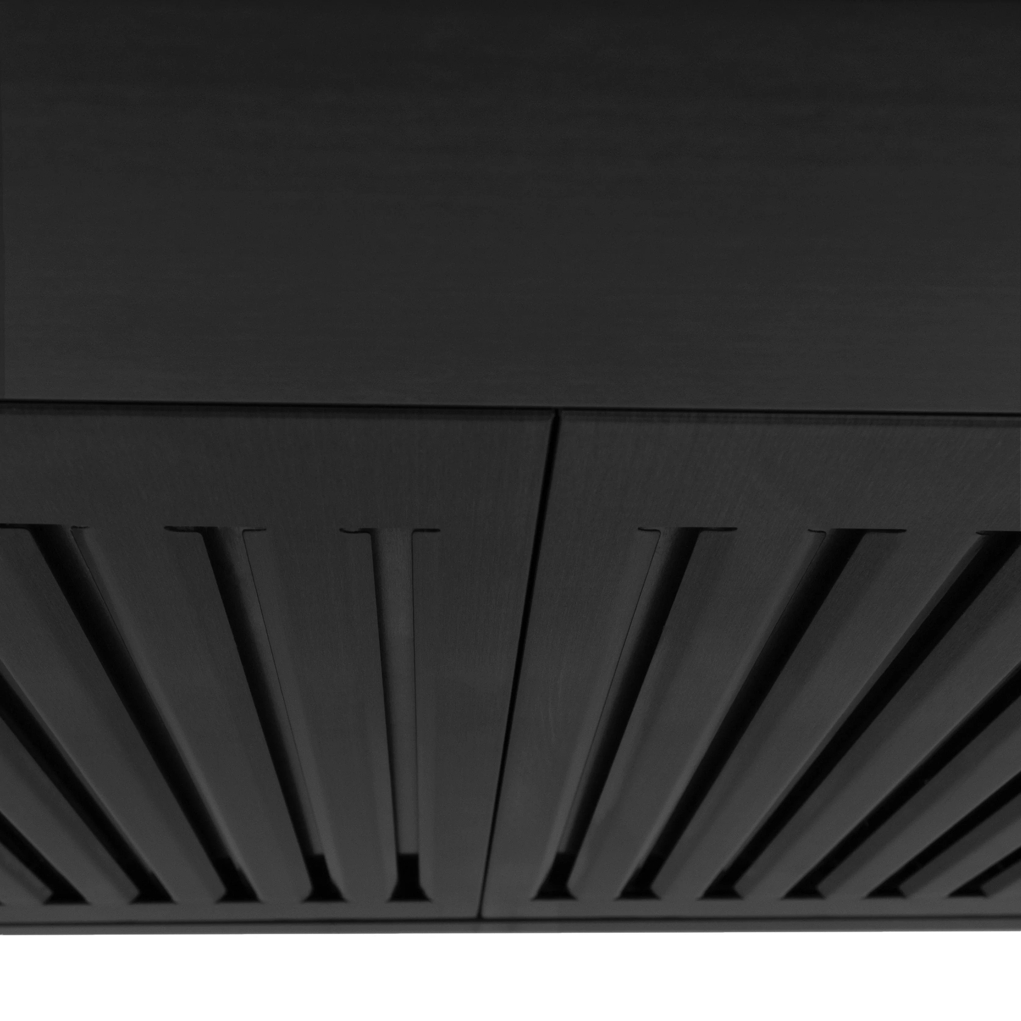 Black stainless steel range hood vent baffle slats