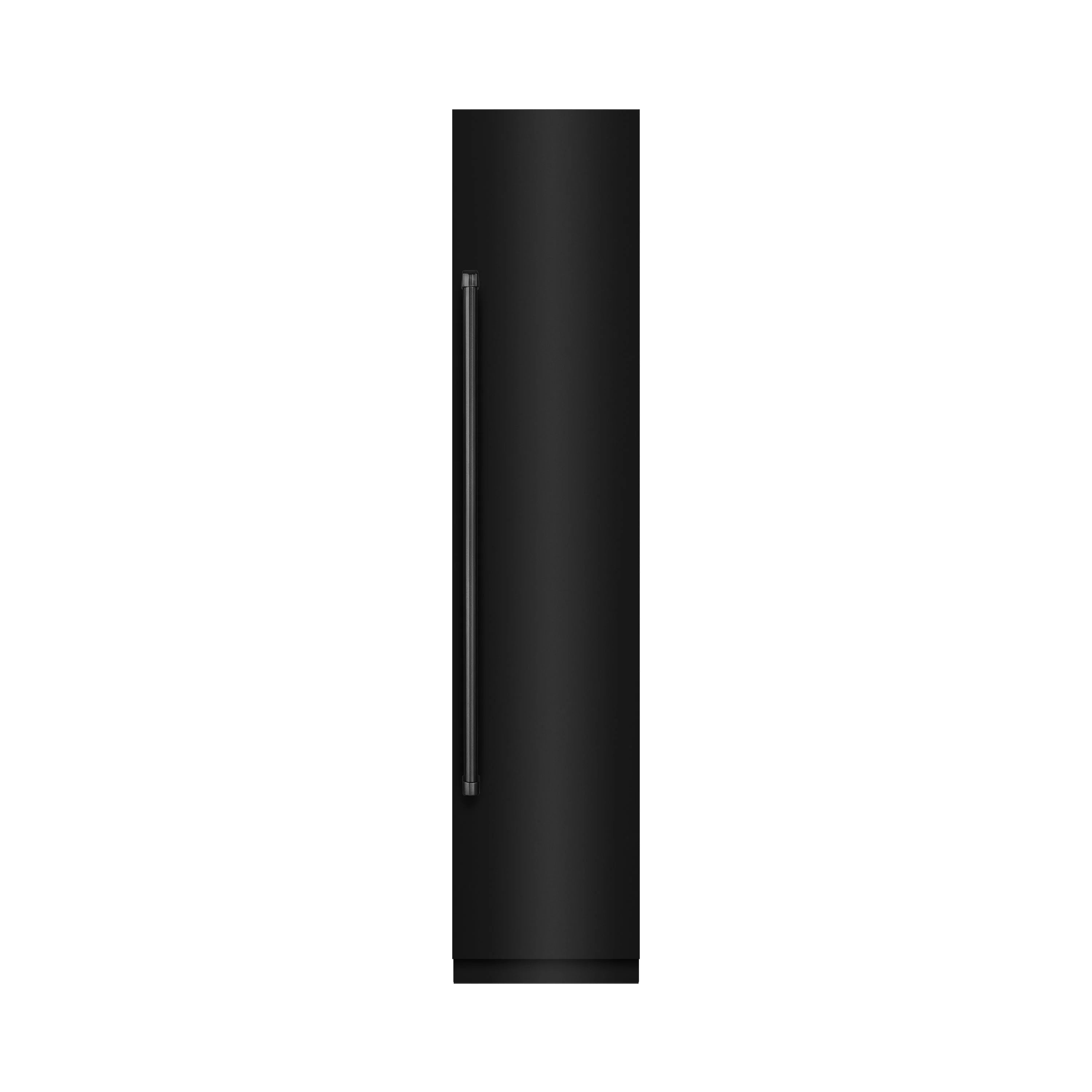 Black stainless steel column freezer door panel, side view