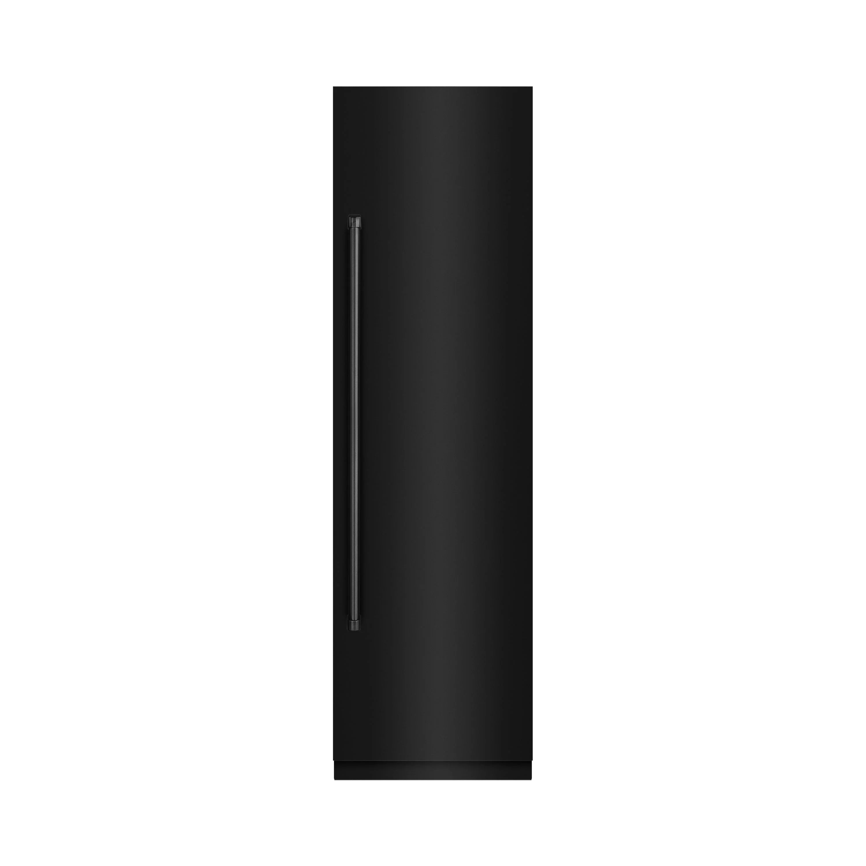 Black stainless steel column refrigerator with vertical recessed handle