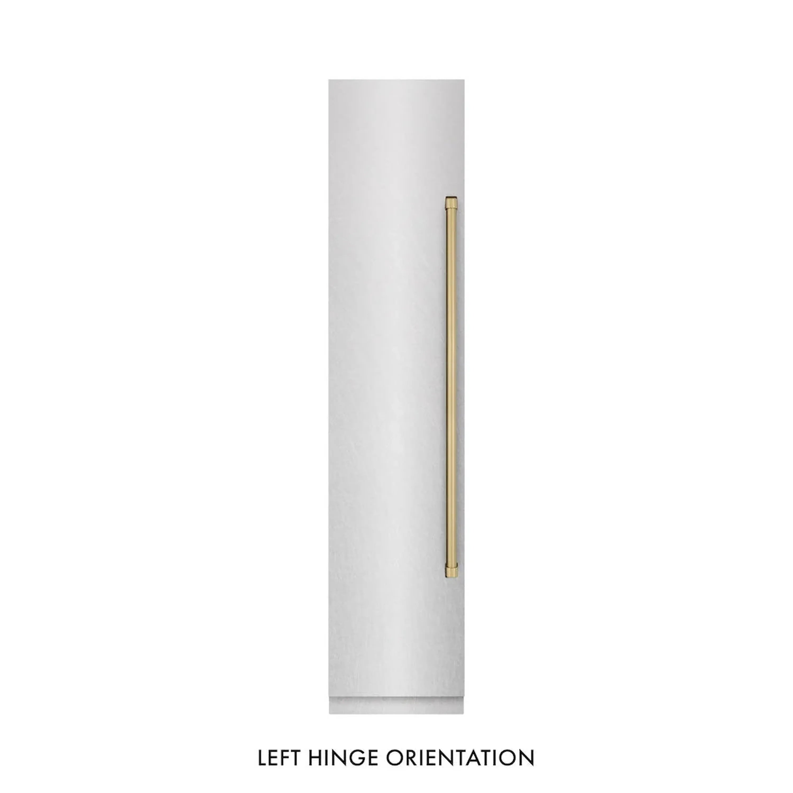 Left-hinge column freezer door edge with champagne bronze handle trim