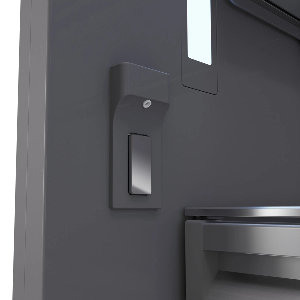 French door refrigerator water dispenser in satin stainless, graphite interior