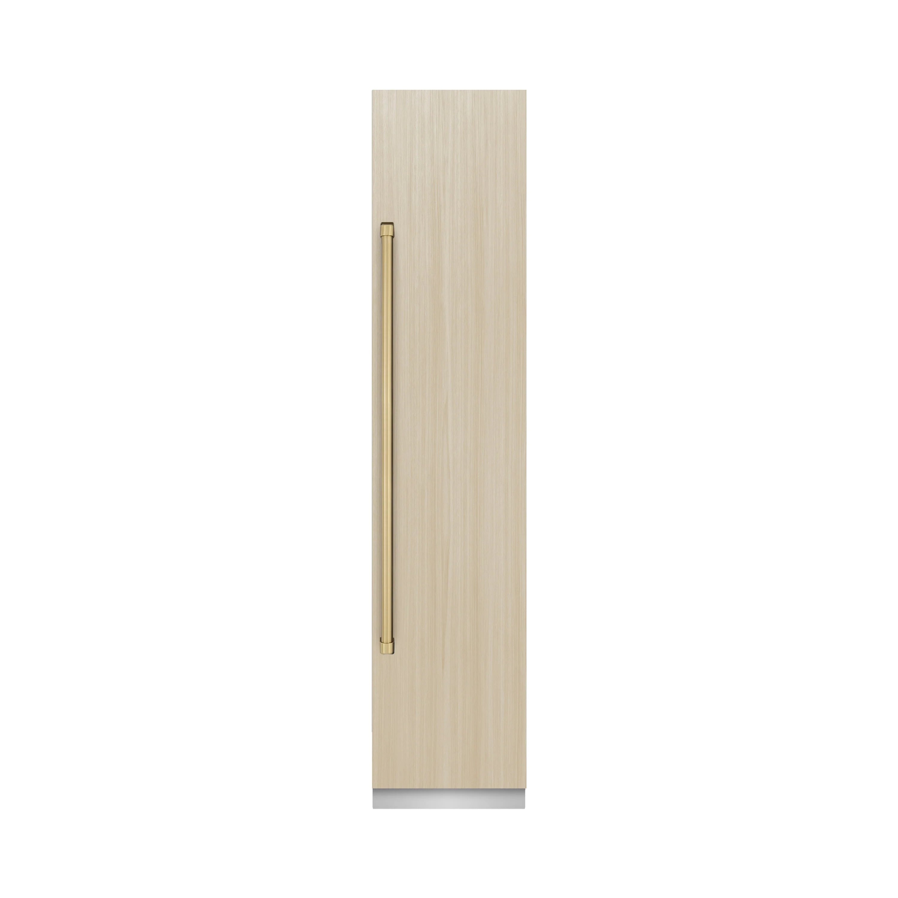Panel-ready freezer door panel with champagne bronze handle accents