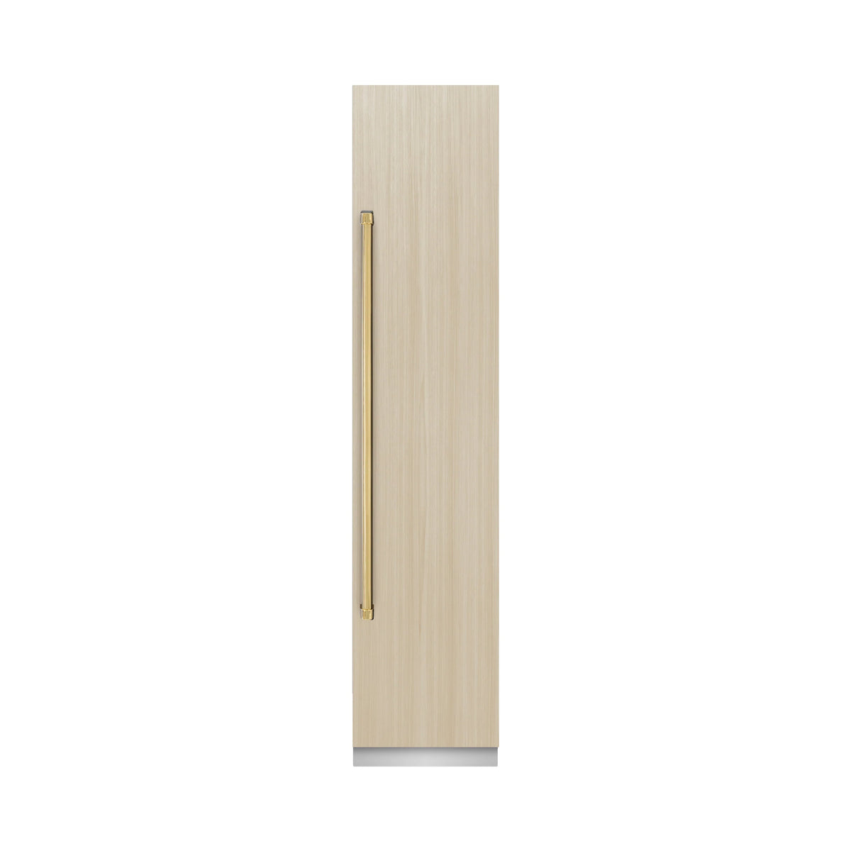 Panel-ready column freezer door panel with polished gold vertical handle