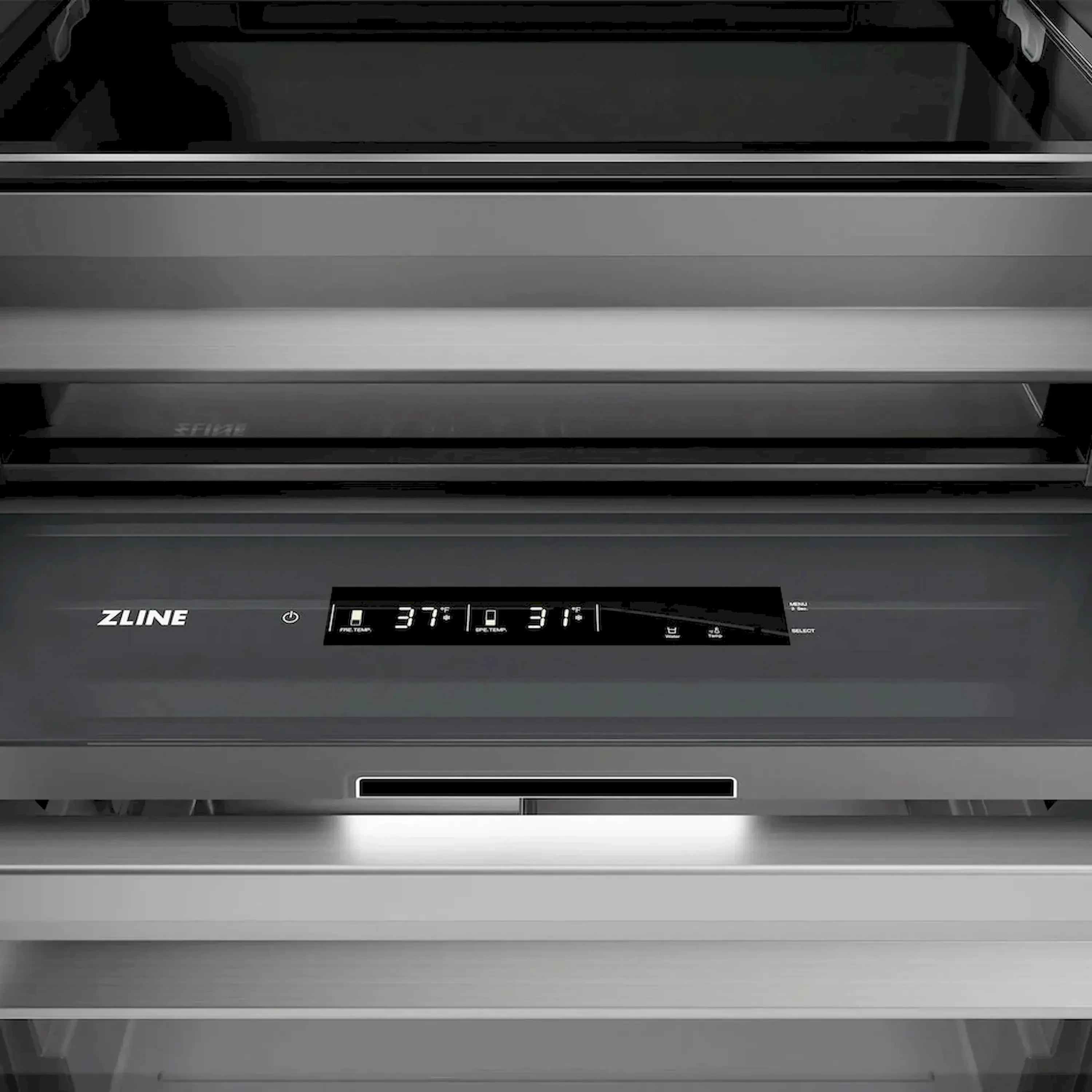 ZLINE panel-ready column refrigerator/freezer dual cooling panel with digital temperature display
