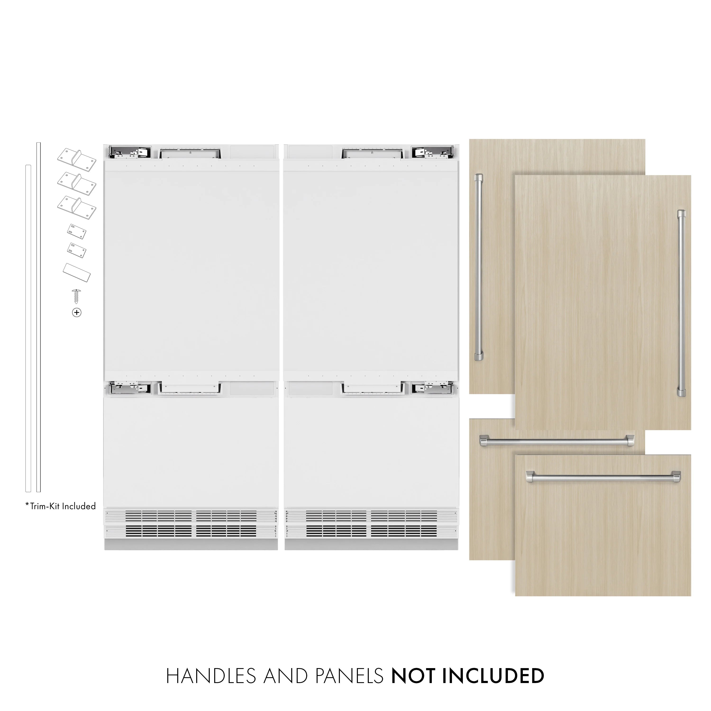 Panel-ready refrigerator frame with wood panel templates for door installation