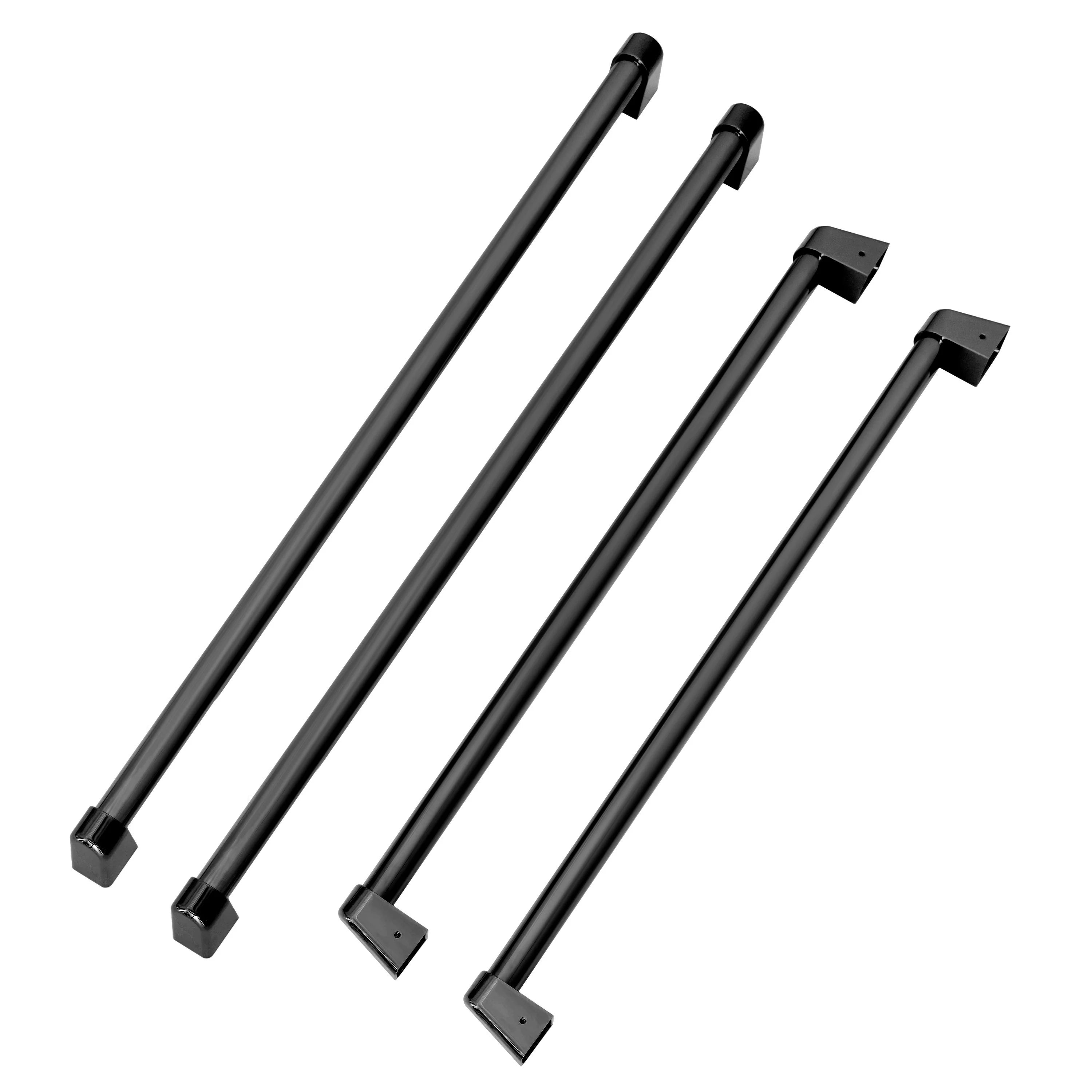 Refrigerator handle set in black stainless steel with four bar handles and bracket ends