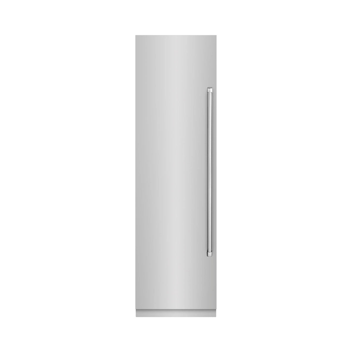 Stainless steel column refrigerator-freezer with vertical handle on front door