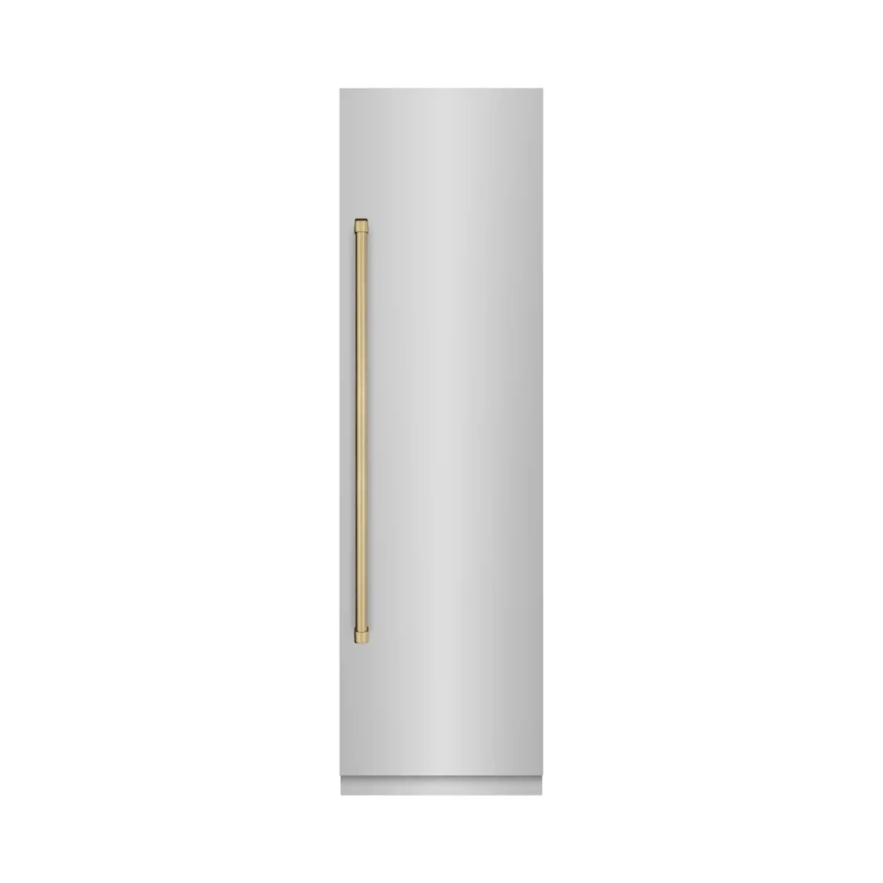 Stainless steel refrigerator door with champagne bronze vertical handle