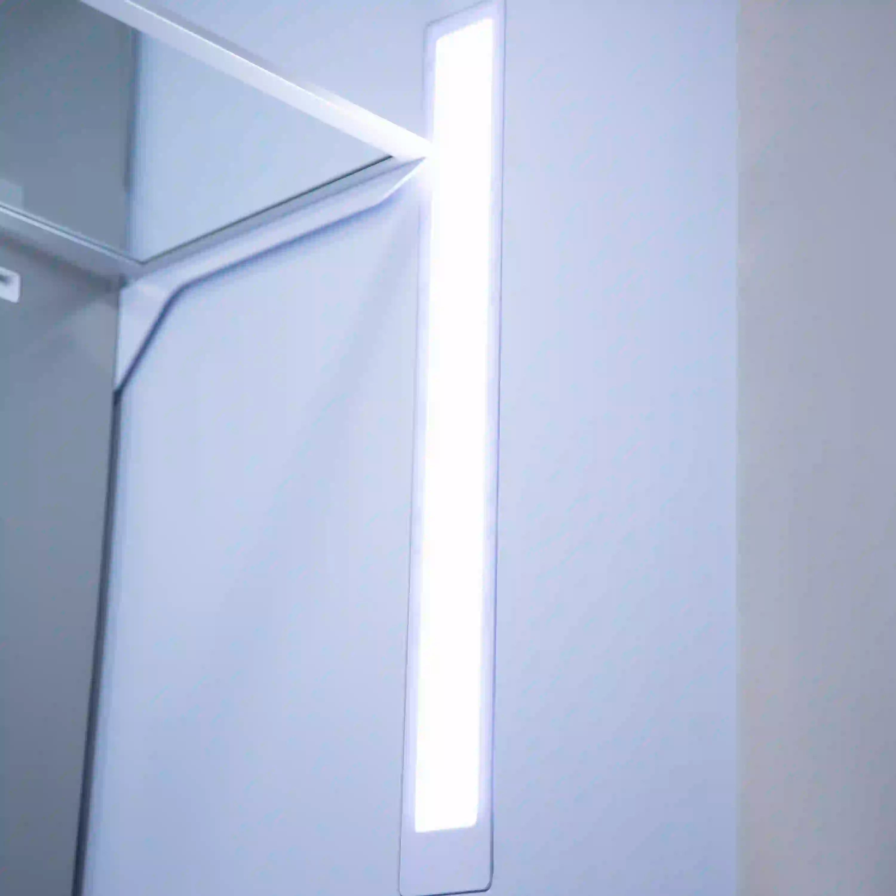 Refrigerator interior LED light in open compartment