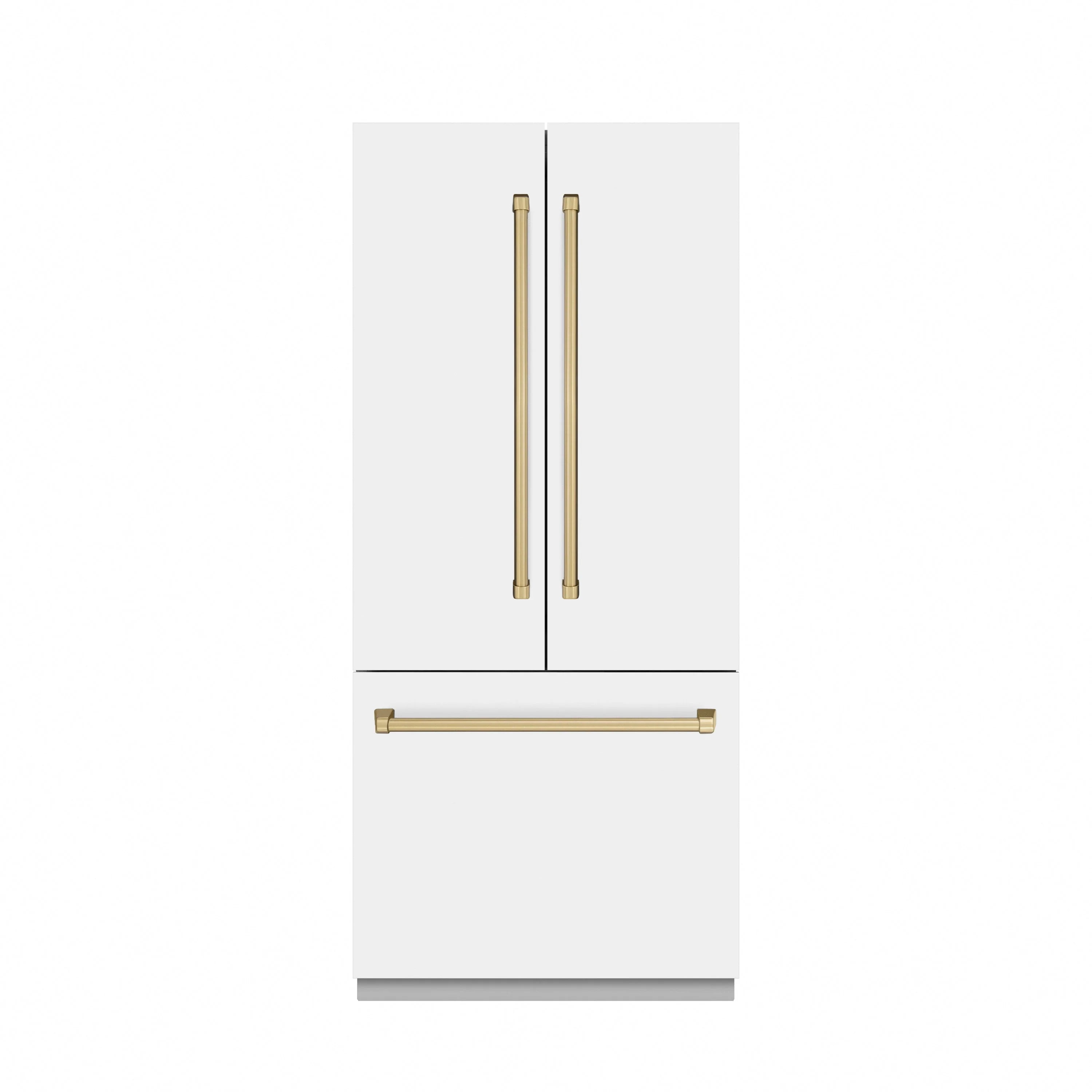 Polished gold refrigerator handle and side bar trim set