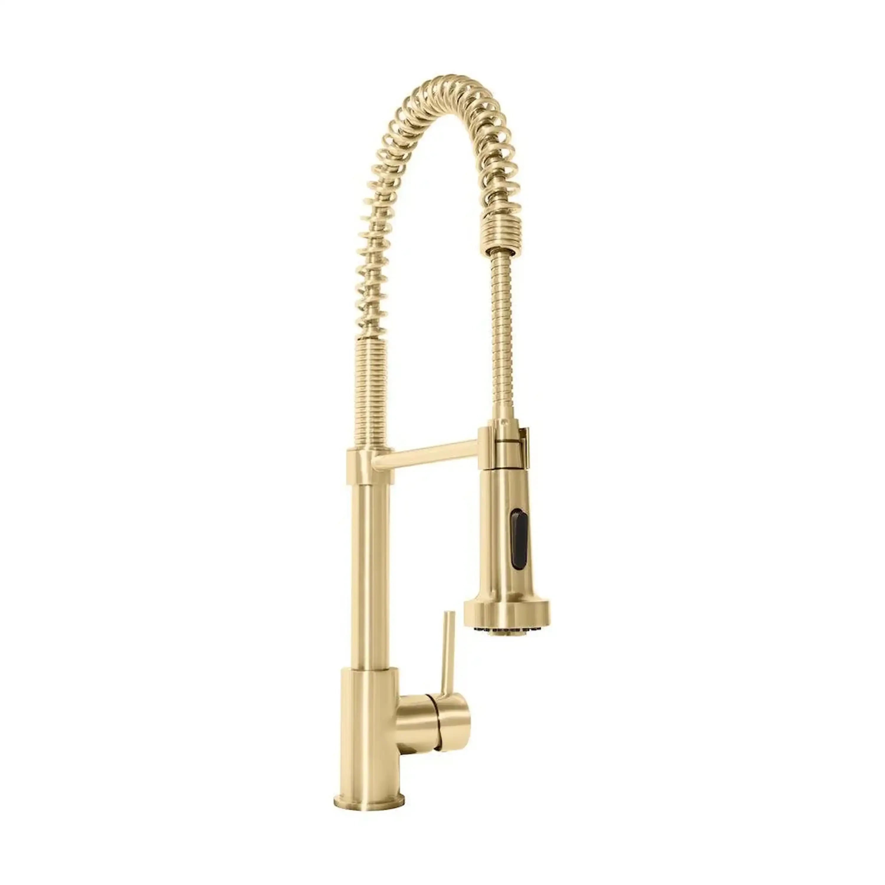 Champagne bronze kitchen faucet with single lever handle and pull-out sprayer head