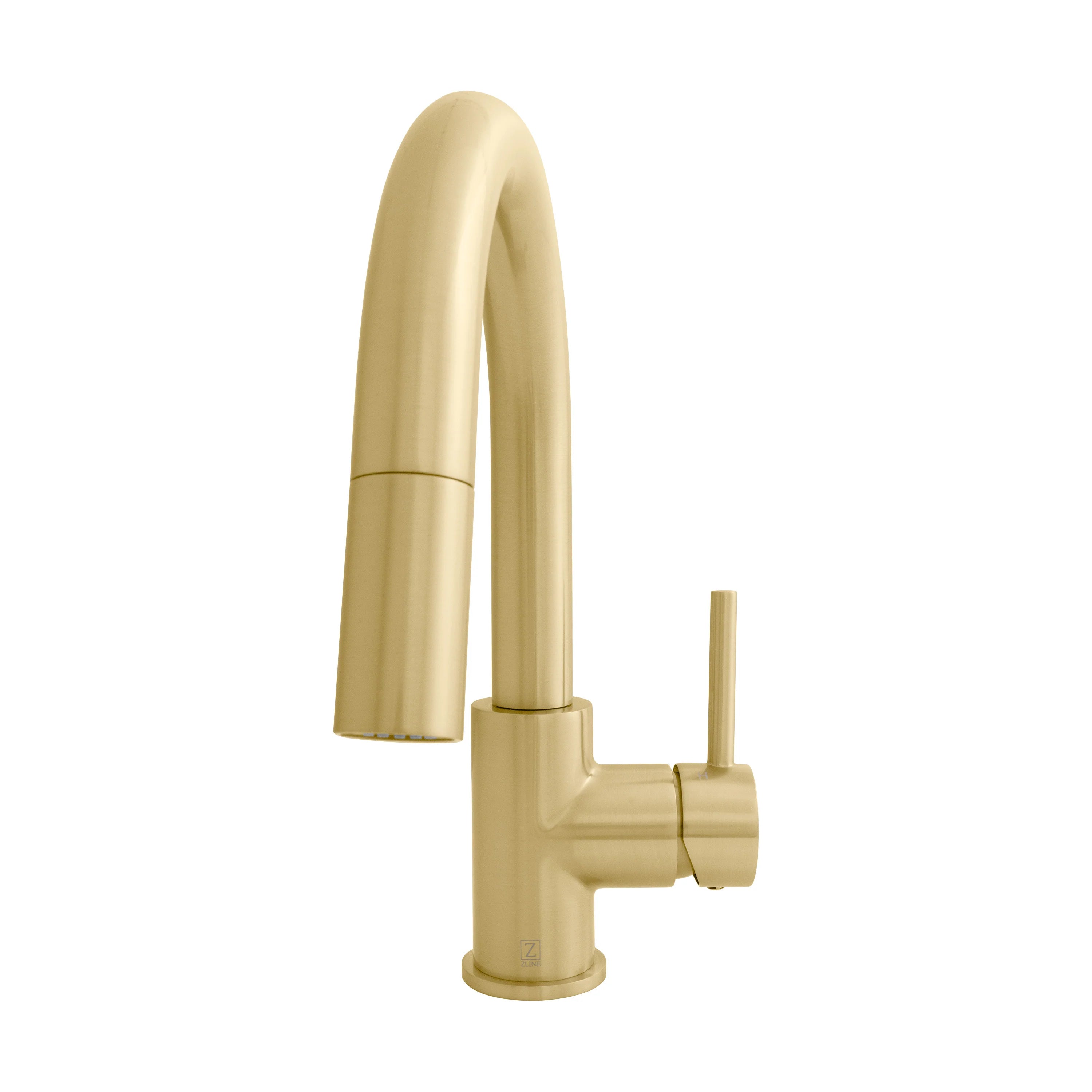 Champagne bronze kitchen faucet with tall arched spout and side handle