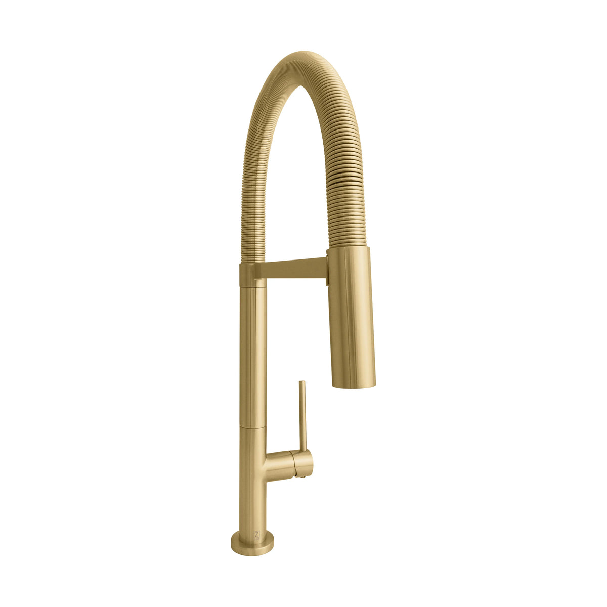 Champagne bronze incline kitchen faucet with high gooseneck spout and lever