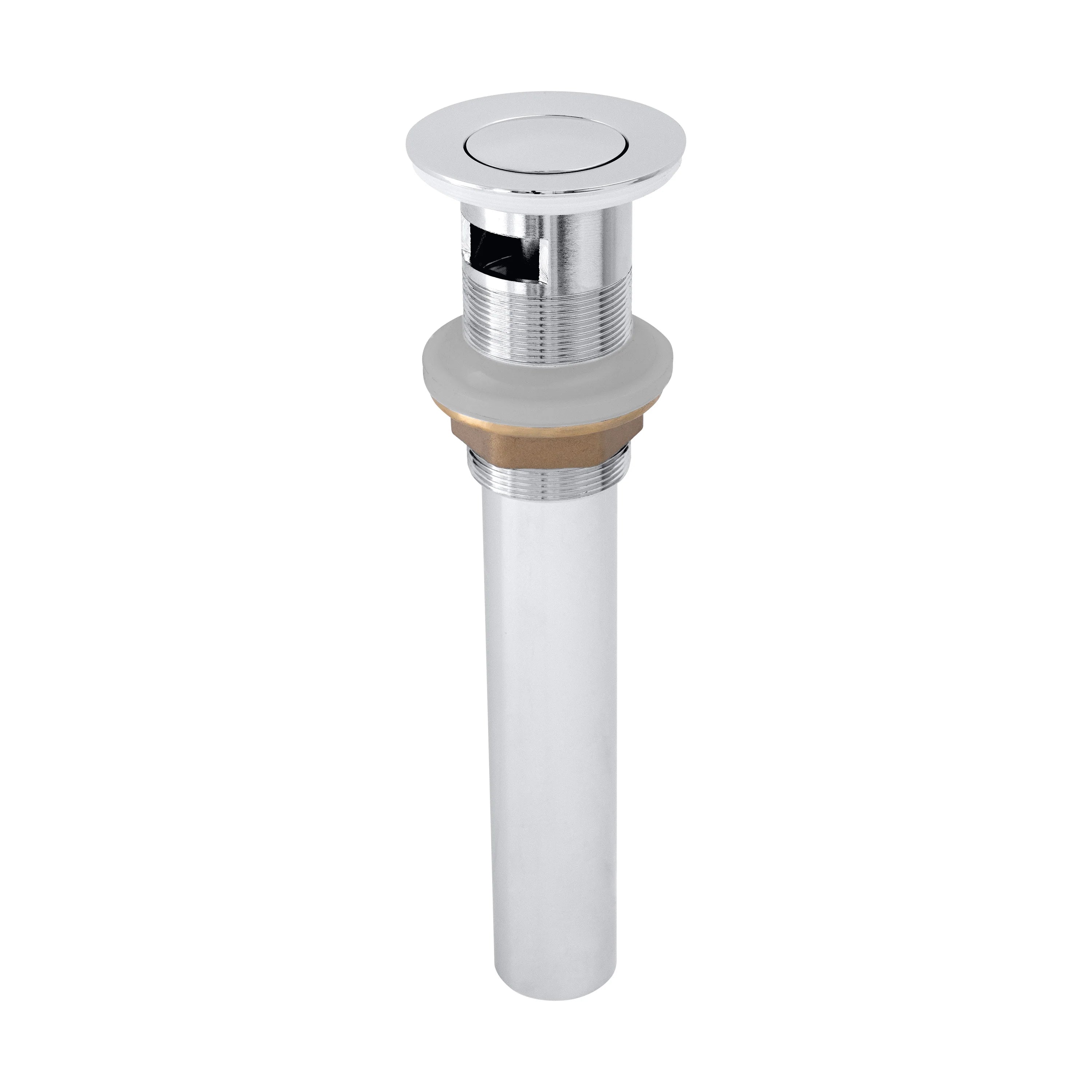 Chrome bathroom faucet stem with round top cap and threaded connection