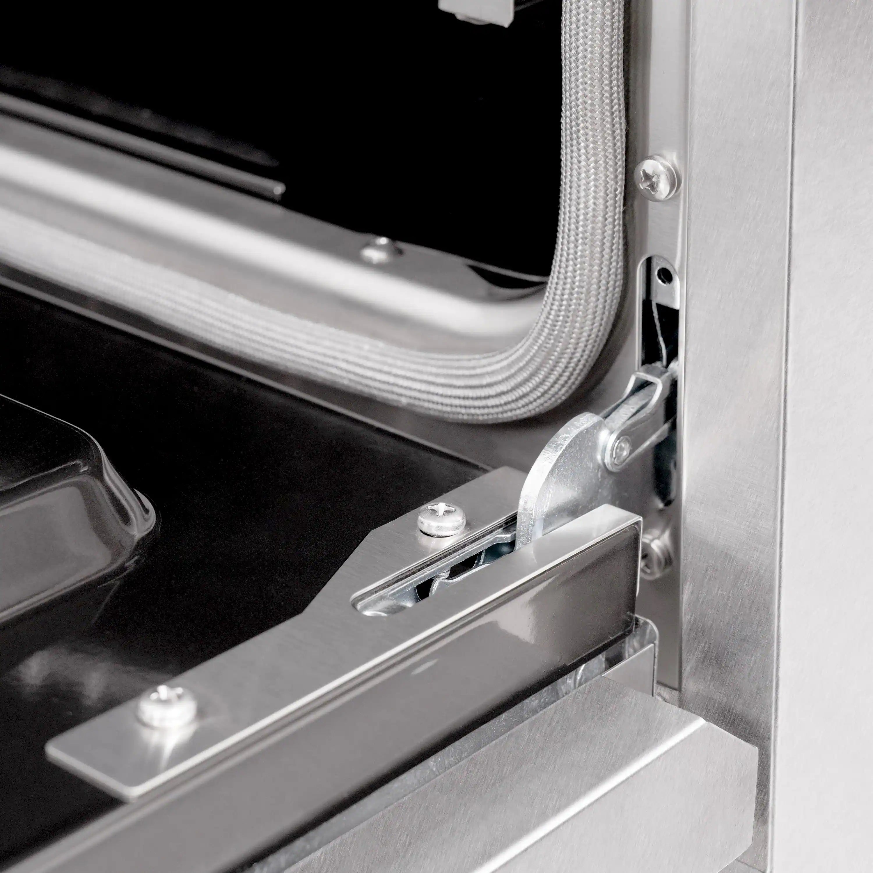 Stainless steel oven door hinge and mounting bracket