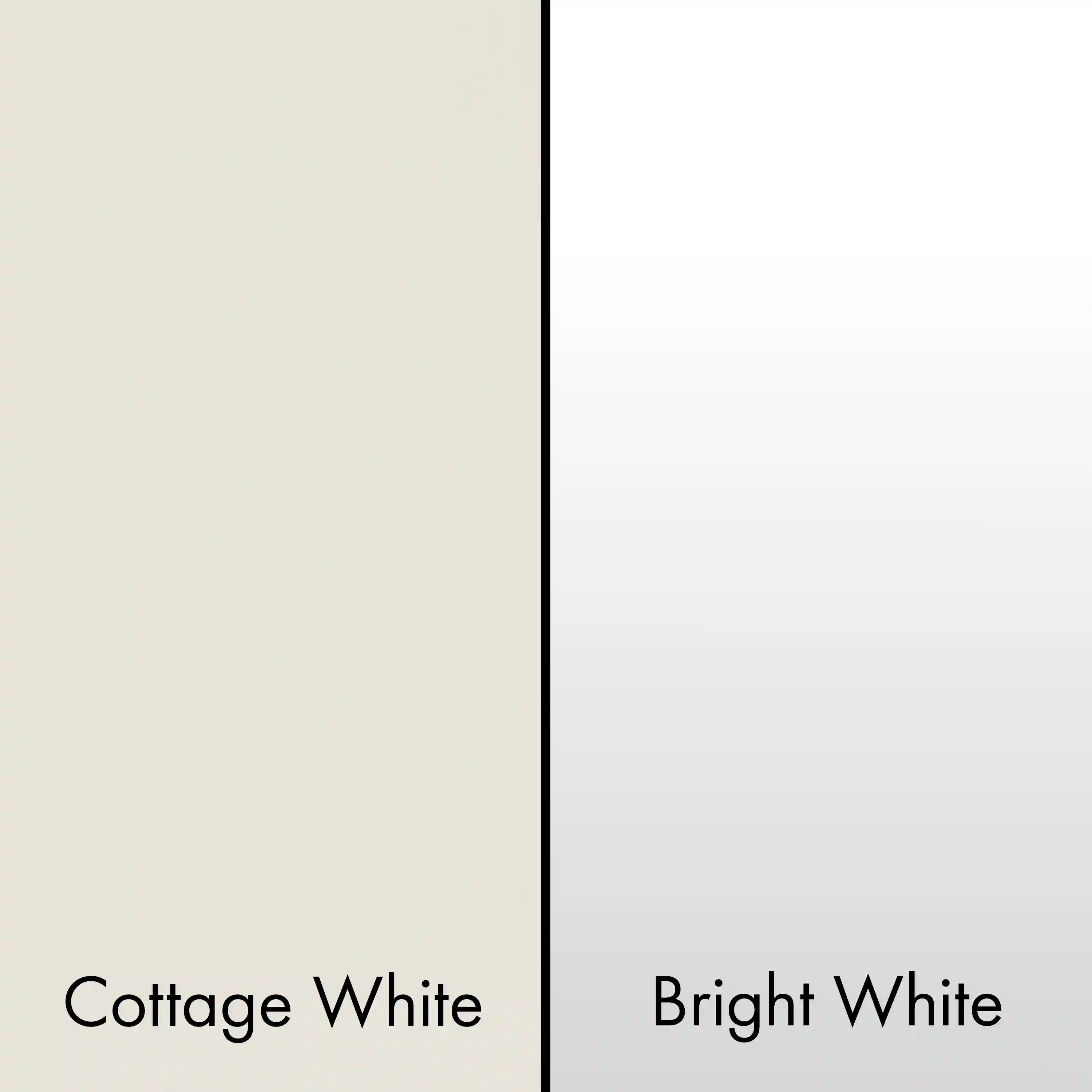 Range hood color swatches: Cottage White and Bright White